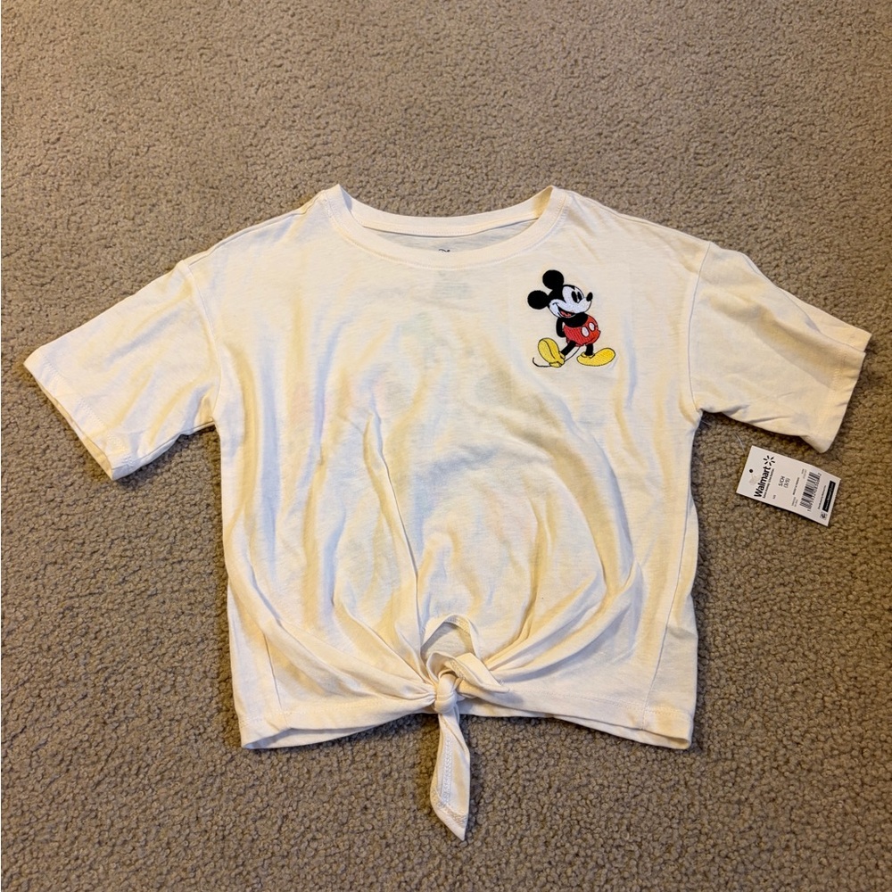 Disney Off-White Mickey Mouse Tie-Front Tee